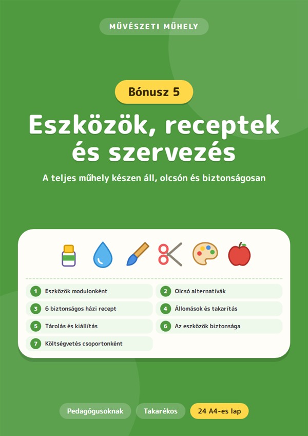 Bónusz 5: Eszközök, receptek és szervezés